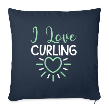 J’adore le curling - Housse de coussin décorative 45 x 45 cm - bleu marine - Devant