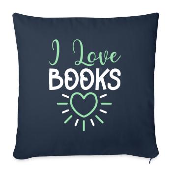 I love books - Sofa pillowcase 17,3'' x 17,3'' (45 x 45 cm) - navy - Front