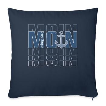 Moin Darß-Zingst mit Anker Ostsee Caming Urlaub - Sofakissenbezug 45 x 45 cm - Navy - Vorne