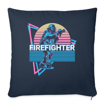 Cadeau rétro pompier - Housse de coussin décorative 45 x 45 cm - bleu marine - Devant