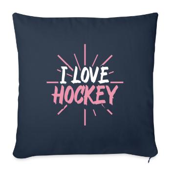 J’adore le hockey - Housse de coussin décorative 45 x 45 cm - bleu marine - Devant