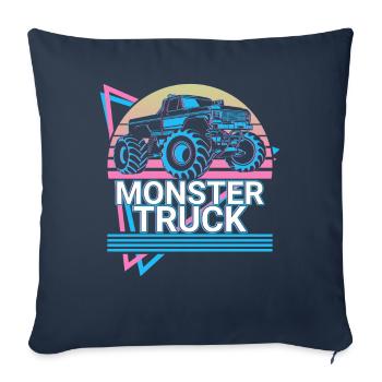Monstertruck Retro Cadeau - Housse de coussin décorative 45 x 45 cm - bleu marine - Devant