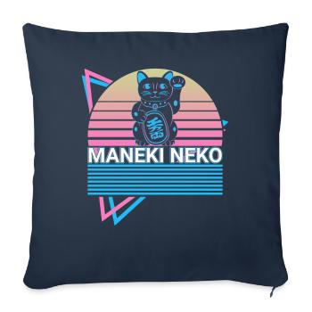 Maneki Neko Cat Retro Cadeau - Housse de coussin décorative 45 x 45 cm - bleu marine - Devant