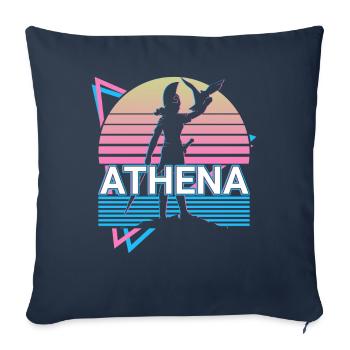 Athéna Déesse grecque de la Sagesse et Kri - Housse de coussin décorative 45 x 45 cm - bleu marine - Devant