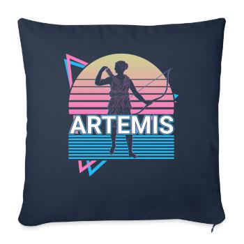 Artémis Déesse grecque de la chasse et de la lune - Housse de coussin décorative 45 x 45 cm - bleu marine - Devant