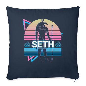 Seth Dieu Égyptien Egypte Cadeau - Housse de coussin décorative 45 x 45 cm - bleu marine - Devant