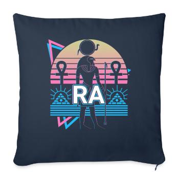 Ra Dieu Égyptien Egypte Cadeau - Housse de coussin décorative 45 x 45 cm - bleu marine - Devant