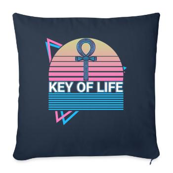 Cadeau égyptien Anhk Keys of Life - Housse de coussin décorative 45 x 45 cm - bleu marine - Devant