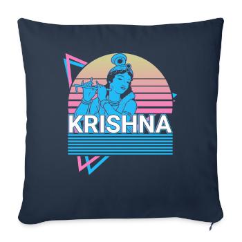 Krishna Dieu hindou Ancienne mythologie hindoue Geschen - Housse de coussin décorative 45 x 45 cm - bleu marine - Devant