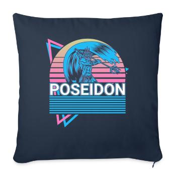 Poséidon Dieu grec de la mer Retro Gesche - Housse de coussin décorative 45 x 45 cm - bleu marine - Devant