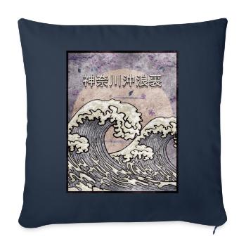 Kanagawa Wave Cadeau Vintage Esthétique Japonaise - Housse de coussin décorative 45 x 45 cm - bleu marine - Devant