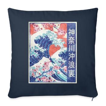 Big Wave Before Kanagawa Retro Gift - Sofa pillowcase 17,3'' x 17,3'' (45 x 45 cm) - navy - Front