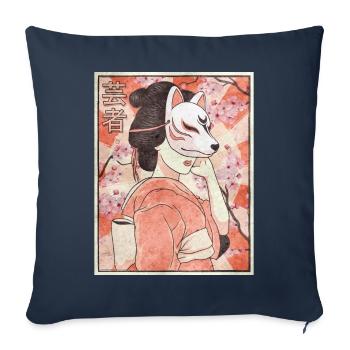 Geisha Kitsune Mask Japanese Gift - Sofa pillowcase 17,3'' x 17,3'' (45 x 45 cm) - navy - Front