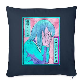 Sad Anime Girl Vaporwave Aesthetic Slimmed Down - Sofa pillowcase 17,3'' x 17,3'' (45 x 45 cm) - navy - Front