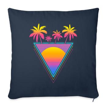 Vaporwave Aesthetic Retro Sunset Palm - Sofa pillowcase 17,3'' x 17,3'' (45 x 45 cm) - navy - Front