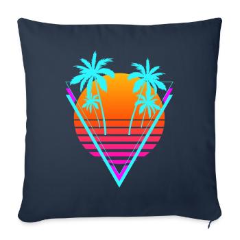 Vaporwave Aesthetic Retro Sunset Palm - Sofa pillowcase 17,3'' x 17,3'' (45 x 45 cm) - navy - Front