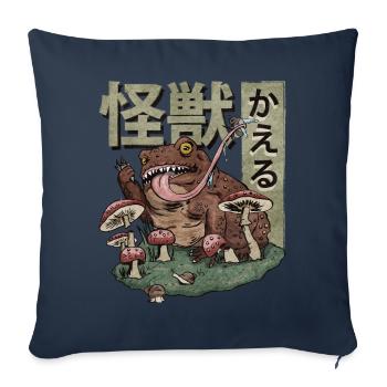 Cottagecore Esthétique Kaiju Grenouille Champignons Geschen - Housse de coussin décorative 45 x 45 cm - bleu marine - Devant