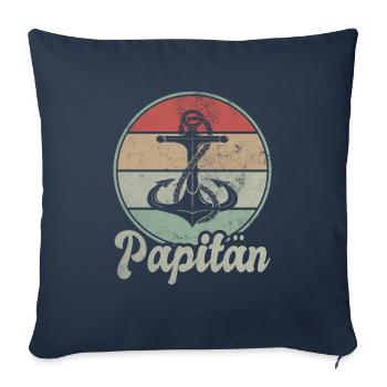 Papitän Expectant Père Capitaine Anchor Gift - Housse de coussin décorative 45 x 45 cm - bleu marine - Devant