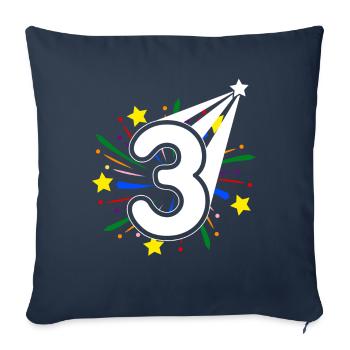 3 Jahre alt 3. Geburtstag Party Nummer 3 - Sofakissenbezug 45 x 45 cm - Navy - Vorne
