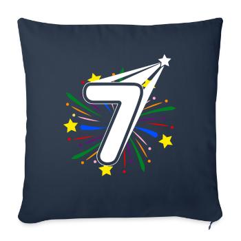 7 ans 7ème anniversaire fête numéro 7 - Housse de coussin décorative 45 x 45 cm - bleu marine - Devant