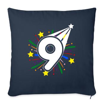 9 ans 9ème anniversaire fête numéro 9 - Housse de coussin décorative 45 x 45 cm - bleu marine - Devant
