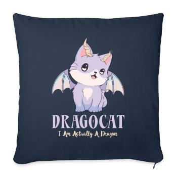 Kawaii Cat Dragocat I'm Actually a Dragon - Sofa pillowcase 17,3'' x 17,3'' (45 x 45 cm) - navy - Front