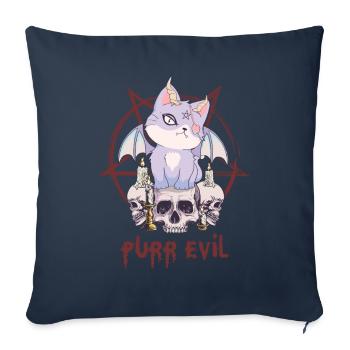 Kawaii Cat Skull Pentagram Ronronnant mal ok - Housse de coussin décorative 45 x 45 cm - bleu marine - Devant