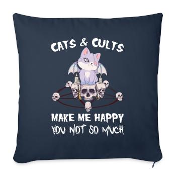Les chats et les sectes me rendent heureux Tu ne es pas - Housse de coussin décorative 45 x 45 cm - bleu marine - Devant