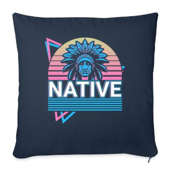 Rétro indien - Housse de coussin décorative 45 x 45 cm - bleu marine - Devant