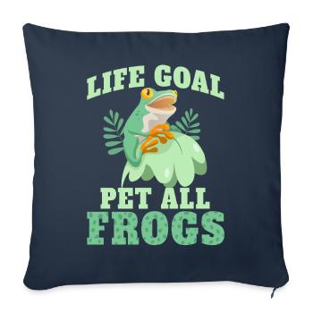 Funny Frog Life Goal PetTing All Frogs - Sofa pillowcase 17,3'' x 17,3'' (45 x 45 cm) - navy - Front