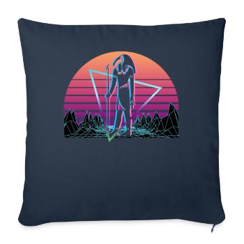 Thoth Dieu égyptien Egypte Vaporwave Esthétique - Housse de coussin décorative 45 x 45 cm - bleu marine - Devant