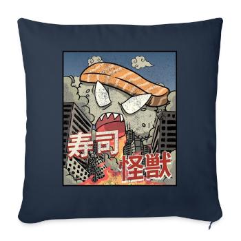 Kaiju Sushi Kanagawa Wve Esthétique japonaise - Housse de coussin décorative 45 x 45 cm - bleu marine - Devant