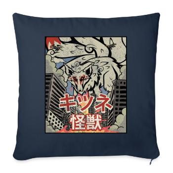 Kaiju Kitsune Nine-tailed Fox Kanagawa Wave - Sofa pillowcase 17,3'' x 17,3'' (45 x 45 cm) - navy - Front