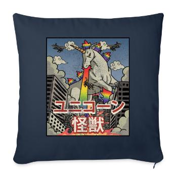 Kaiju Licorne Esthétique Japonaise Kaijin - Housse de coussin décorative 45 x 45 cm - bleu marine - Devant