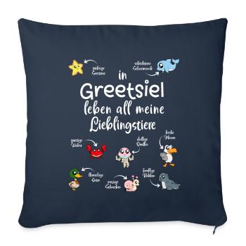 Meine Lieblingstiere in Greetsiel - Sofakissenbezug 45 x 45 cm - Navy - Vorne
