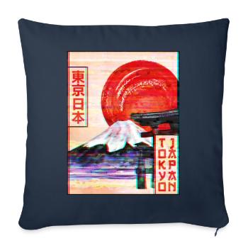 Mont Fuji Tokyo Japon Vaporwave Esthétique - Housse de coussin décorative 45 x 45 cm - bleu marine - Devant