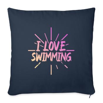 J’adore nager - Housse de coussin décorative 45 x 45 cm - bleu marine - Devant