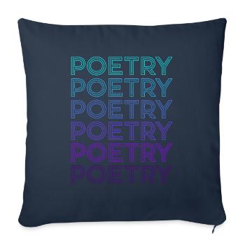 Poésie Rétro - Housse de coussin décorative 45 x 45 cm - bleu marine - Devant