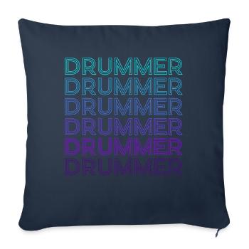 Batteur Drums Retro - Housse de coussin décorative 45 x 45 cm - bleu marine - Devant
