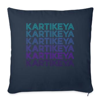 Kartikeya Dieu hindou Mythologie Hindouisme Rétro - Housse de coussin décorative 45 x 45 cm - bleu marine - Devant