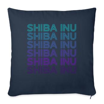 Shiba Inu Rétro - Housse de coussin décorative 45 x 45 cm - bleu marine - Devant