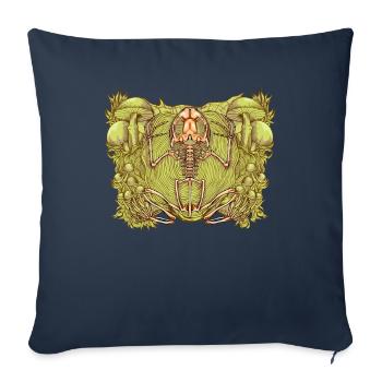 Frog skeleton between mushrooms - Sofa pillowcase 17,3'' x 17,3'' (45 x 45 cm) - navy - Front