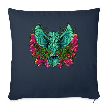 Ästhetische Eule mit Ranken und Kristallen - Sofakissenbezug 45 x 45 cm - Navy - Vorne