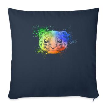 Farbiger Kopf des Frettchen - Sofakissenbezug 45 x 45 cm - Navy - Vorne
