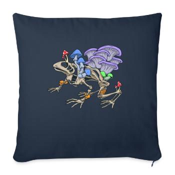 Froschskelett mit Pilzen - Sofakissenbezug 45 x 45 cm - Navy - Vorne