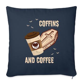Coffins And Coffee Coffin Halloween Coffee - Sofa pillowcase 17,3'' x 17,3'' (45 x 45 cm) - navy - Front