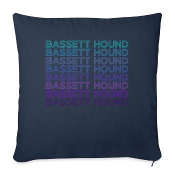 Bassett Hound Rétro - Housse de coussin décorative 45 x 45 cm - bleu marine - Devant