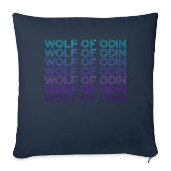 Wolf par Odin Geri et Freki Nordic Retro - Housse de coussin décorative 45 x 45 cm - bleu marine - Devant