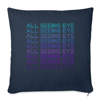 Rétro à l’œil qui voit tout - Housse de coussin décorative 45 x 45 cm - bleu marine - Devant
