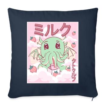 Kawaii Cthulhu Necronomicon Lait de fraise - Housse de coussin décorative 45 x 45 cm - bleu marine - Devant